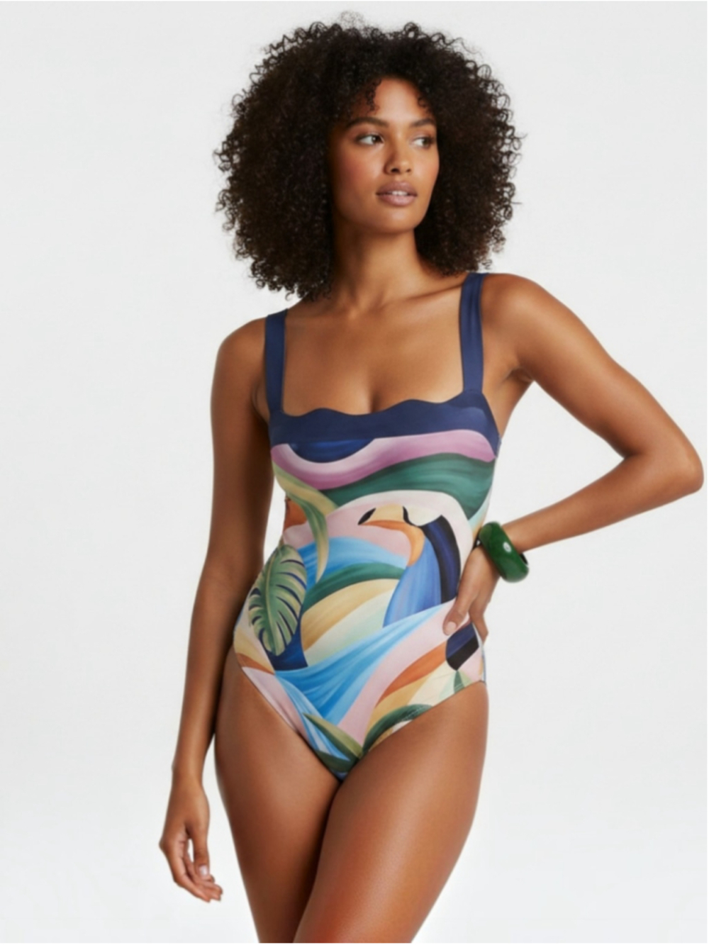 Farm Rio x Anthropologie Toucan Tropical One Piece Swimsuit Size S